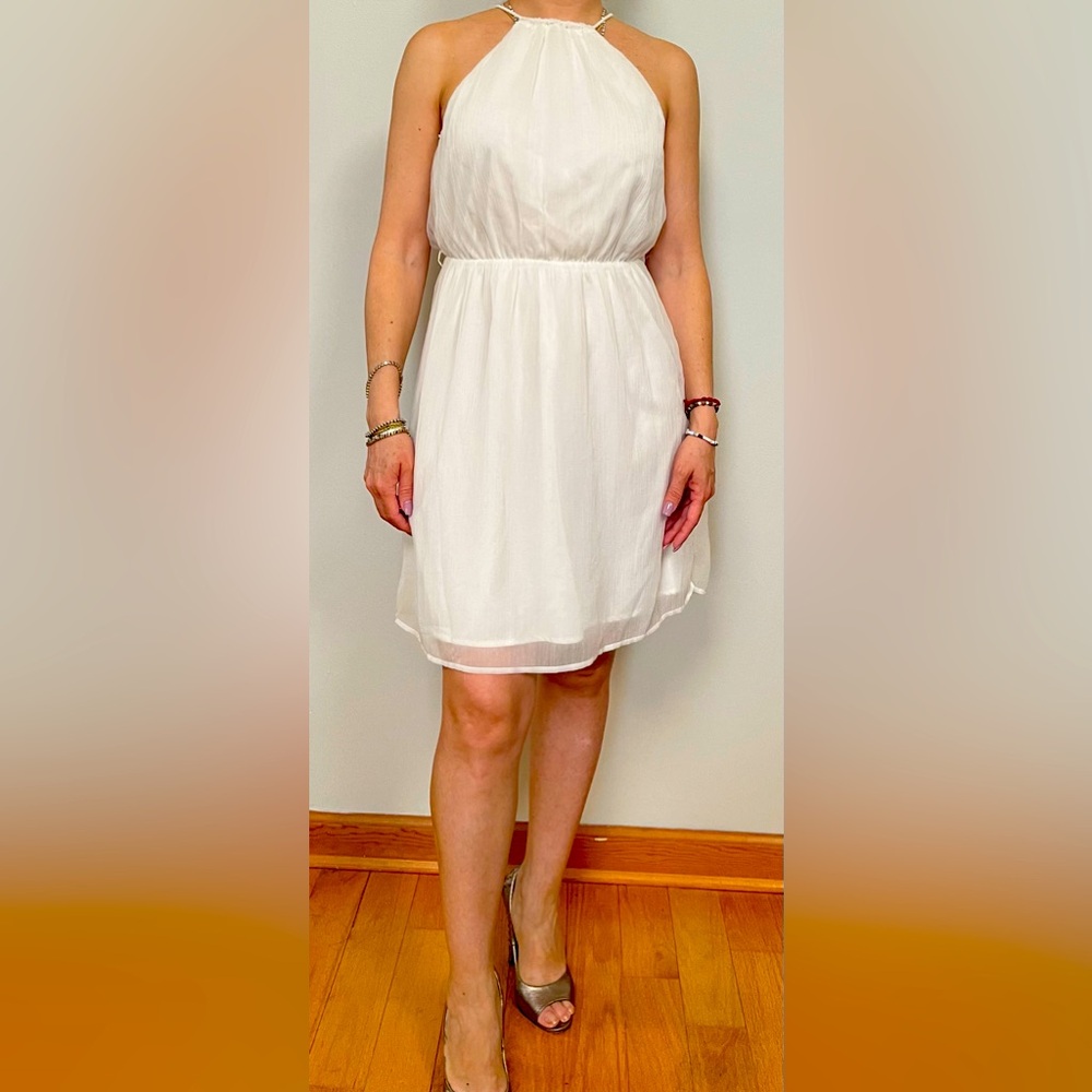 Elegant White Halter Dress